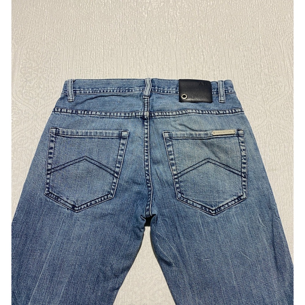 Armani Exchange AX Mens Straight Leg Blue Denim Jeans 28 Short Low Rise - Picture 3 of 10